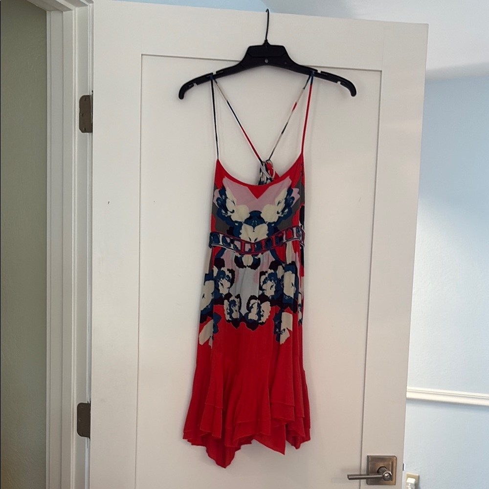 Free People Red and Blue Floral Mini Dress